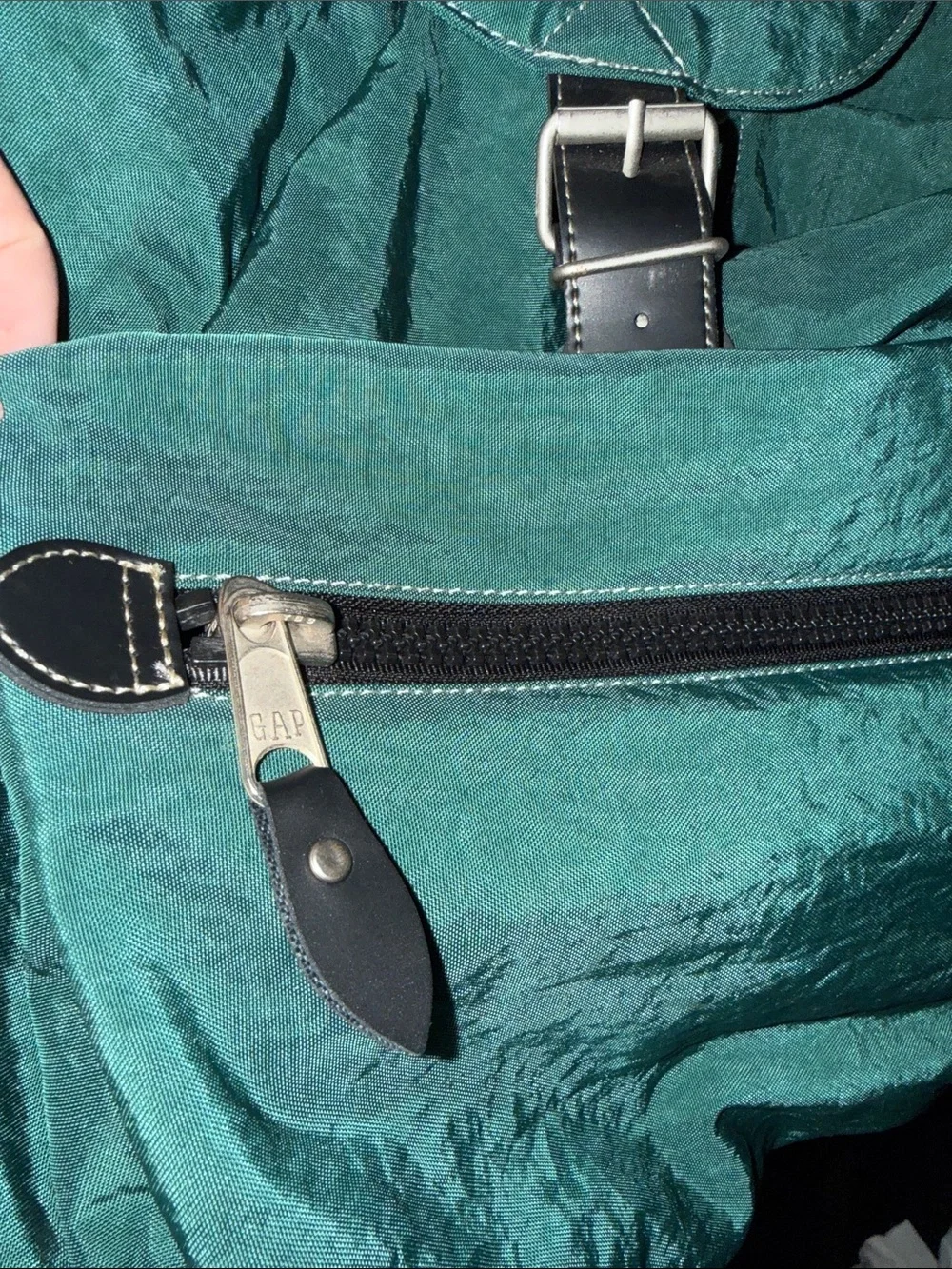 GAP Nylon Green Drawstring Flap Top Buckle Backpack with Matching Toiletry Case
